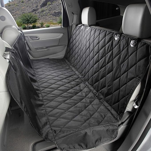 4Knines Dog Backseat Cover with Hammock for Cars, SUVs, and Trucks – Waterproof Layers, Nonslip Seat Protector, Durable Nylon Clips, K9 Shield with Heavy Duty Thread, (Extra Large, Black)