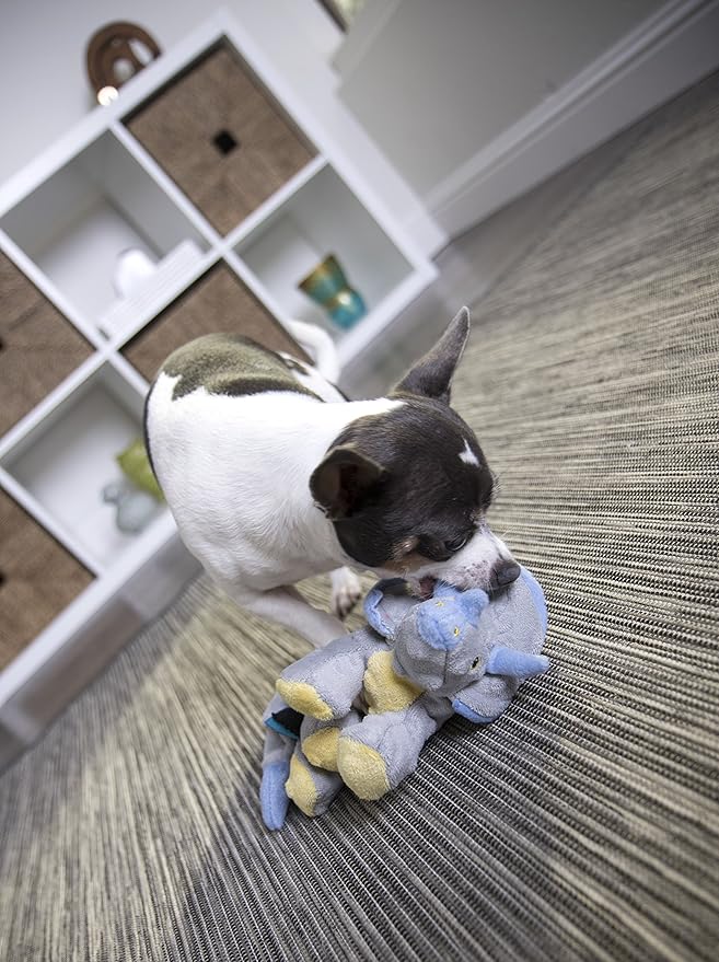 goDog Dinos Frills Squeaky Plush Dog Toy, Chew Guard Technology - Gray, Small