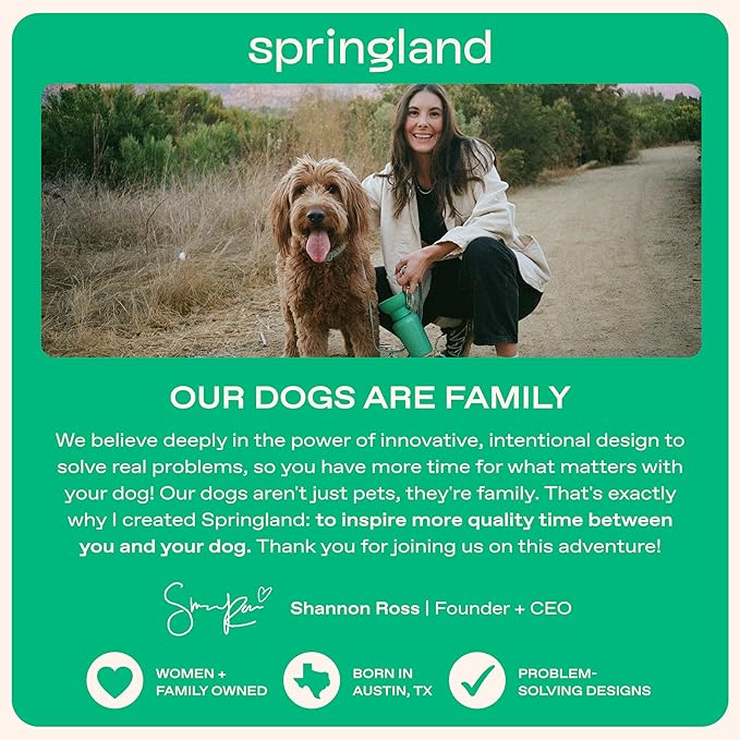 Springer by Springland Dog Water Bottle | Portable Travel Water Bottle Dispenser for Dogs | Dog Gift Seen on Oprah's Favorite Things, Shark Tank | Leak-Proof Bottles | BPA-Free 22oz Gray