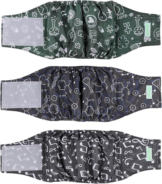 wegreeco Washable Male Dog Belly Band (Stylish Pattern)- Pack of 3 - Washable Male Dog Belly Wrap, Dog Diapers Male (Cool Design, X-Large)