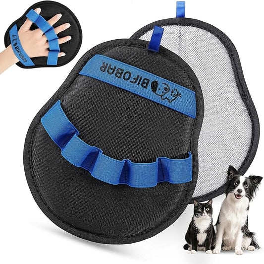 Pet Hair Removal Glove - Magic Brush Electrostatic Mitt for Dogs & Cats, Reusable Grooming Gloves - Dog Hair Remover Tool with 5-Finger Design for Couch, Carpet, Furniture, Laundry & Clothing(Blue)