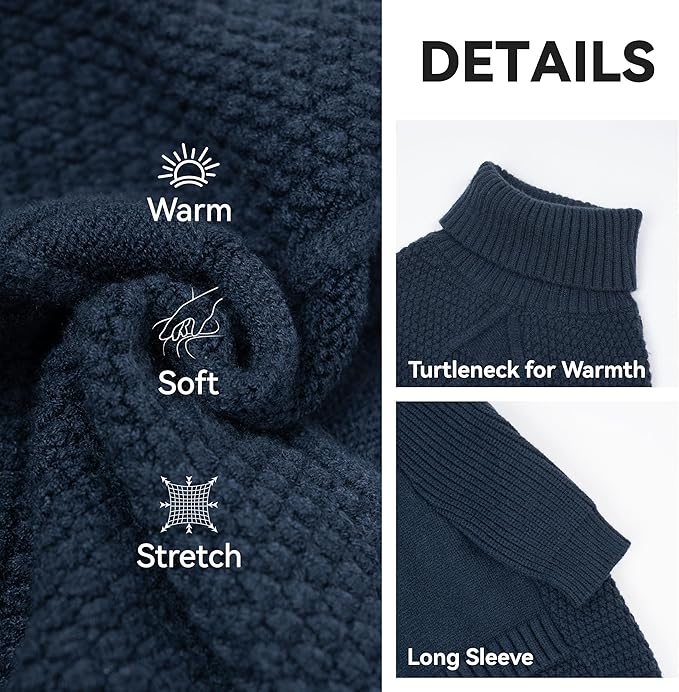 cyeollo Small Dog Sweater, Warm Turtleneck Sweaters for Small Dogs Boy, Knit Doggy Sweatshirt with Sleeves Fall Winter Pullover Cold Weather Dog Clothes for Indoor & Outdoor Wear, Navy S