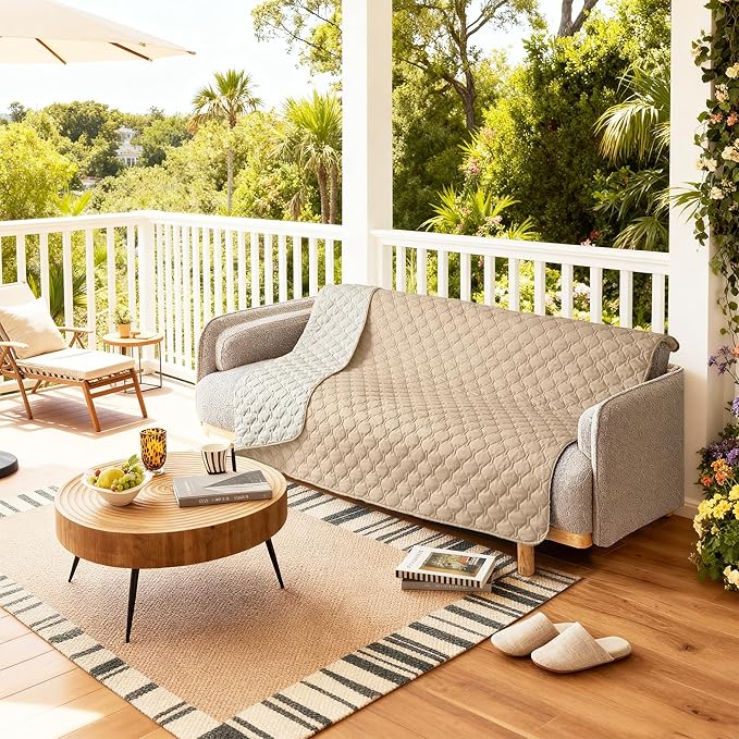 gogobunny 100% Double-Sided Waterproof Dog Bed Cover Pet Blanket Sofa Couch Furniture Protector for Puppy Large Dog Cat, Reversible (52x82 Inch (Pack of 1), Dark Beige/Light Beige)