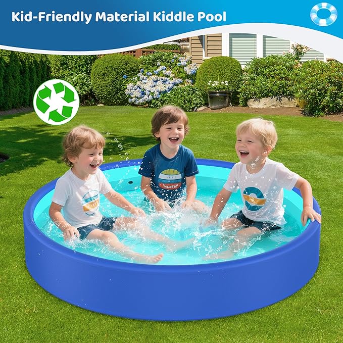 Foldable Dog Pet Bath Pool,AORJI Brushed Inflatable Dog Pet Pool Collapsible Kiddie Pool Bathing Tub Doggie Wading Pool for Small to Large Pubby Dogs Cats and Kids (63"x 14" Blue)