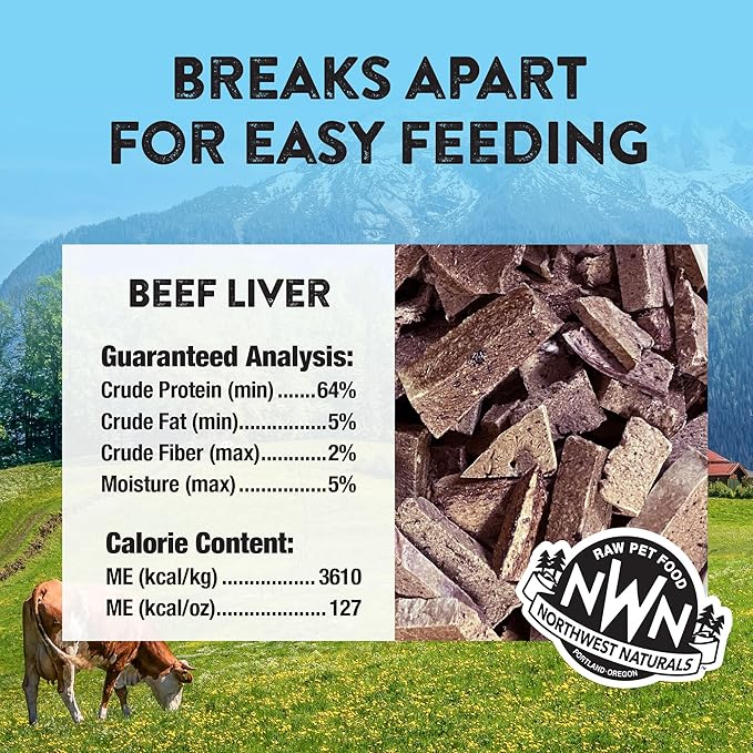 Northwest Naturals Raw Rewards Freeze-Dried Beef Liver Treats for Dogs and Cats - Bite-Sized Pieces - Healthy, 1 Ingredient, Human Grade Pet Food, All Natural, Proudly Made in USA, 3 Oz (Pack of 3)