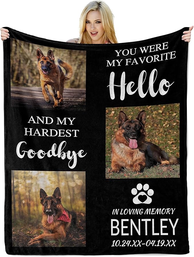 Personalized Dog Memorial Gifts for Loss of Dog, Custom Blanket with Pictures, Pet Memorial Gifts for Loss of Dogs, in Loving Memory Blankets, Loss of Pet Bereavement Gift