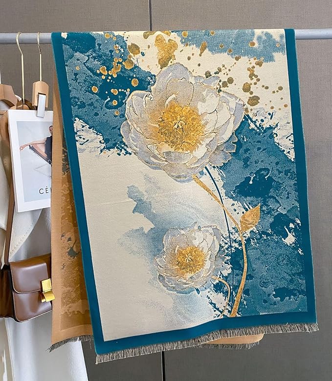 Jeelow Womens Pashmina Shawl Wrap Scarf - Elegant Dressy Evening Poncho Cape for Formal and Wedding Outfits