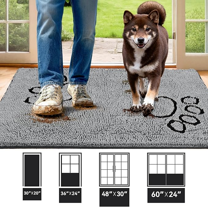 Super Absorbent Dog Door Mat, 48"*30“ Anti Slip Mat for Muddy Paws, Pet Rugs for Dirty Paws Washable That Absorbs Moisture and Dirt, for Dog Cage and Pet Resting Carpet