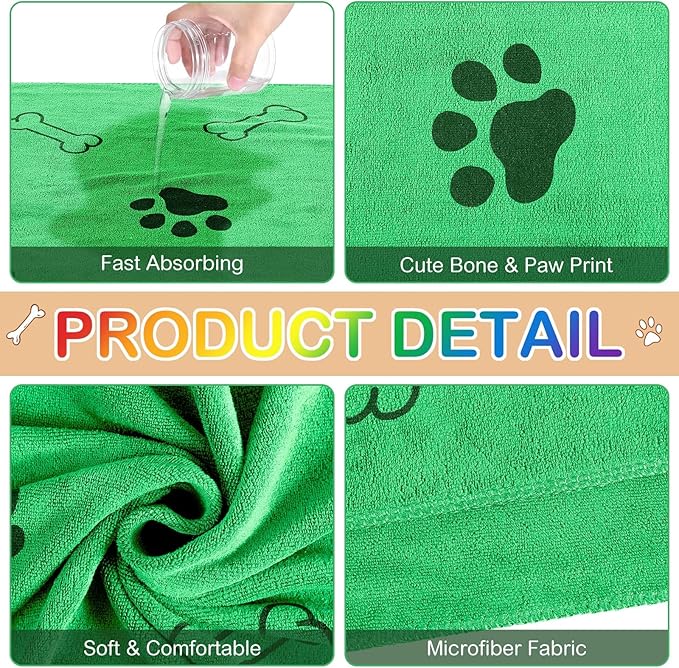 Chumia 8 Pcs Dog Towels for Drying Dogs Cats Pet Towels Bulk Puppy Microfiber Quick Drying Paw Bath Bathing Supplies Absorbent for Medium Pets(Bright Color,40 x 24 Inch)