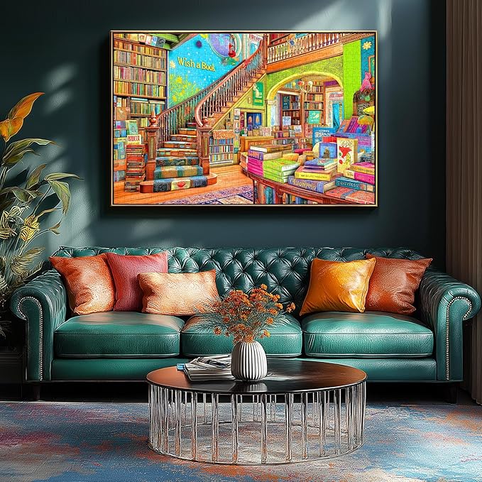 Fantasy Bookstore Adventure 1000 Piece Puzzle for Adults, Fun Puzzles for Adults 1000 Pieces with HD Print & Poster, 27.5 * 19.7 in Dust Free, for Gifts Halloween Christmas Family Games Lovers