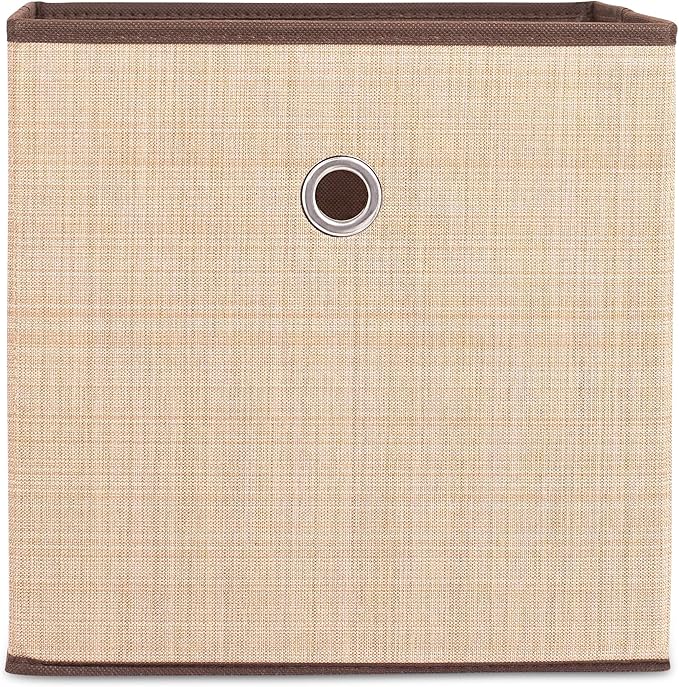 Internet's Best Canvas Storage Bin - Durable Storage Cube Box Basket Container - Clothes Nursery Toys Organizer - Brown (Beige)