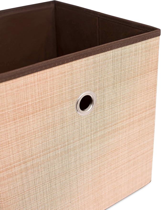 Internet's Best Canvas Storage Bin - Durable Storage Cube Box Basket Container - Clothes Nursery Toys Organizer - Brown (Beige)