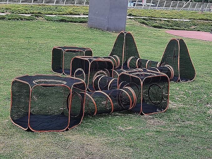 6 in 1 Pet Cat and Dog Tunnel Tent Foldable Pet Tent Outdoor Pop Up Pet Playpen Cage Fences House (Styles 1)