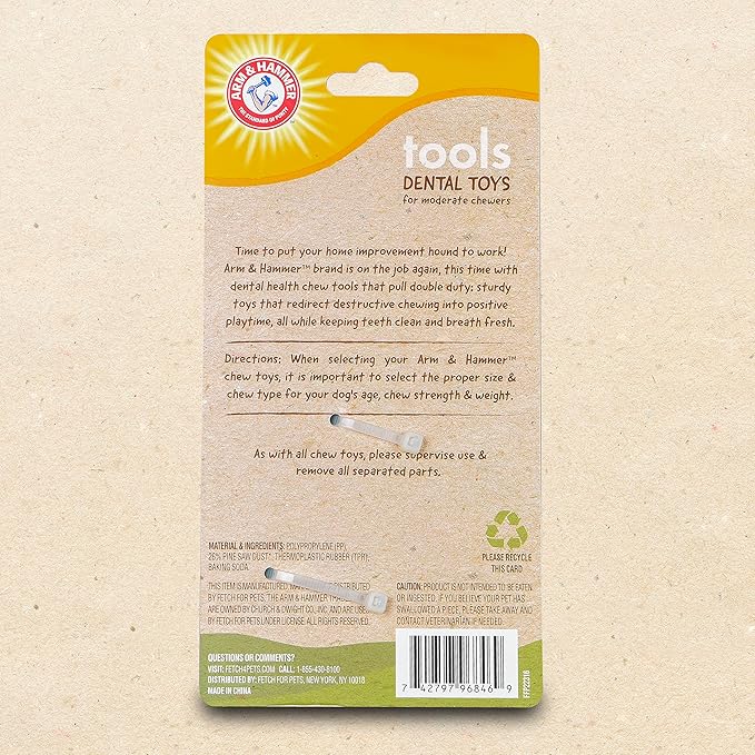 Arm & Hammer for Pets Chew Tools Collection: Wood Blend Paintbrush Chew Toy for Dogs | Compressed Wood Dog Chew Toys with Baking Soda, Safer & Durable Alternative to Chewing Sticks 7.5 Inch