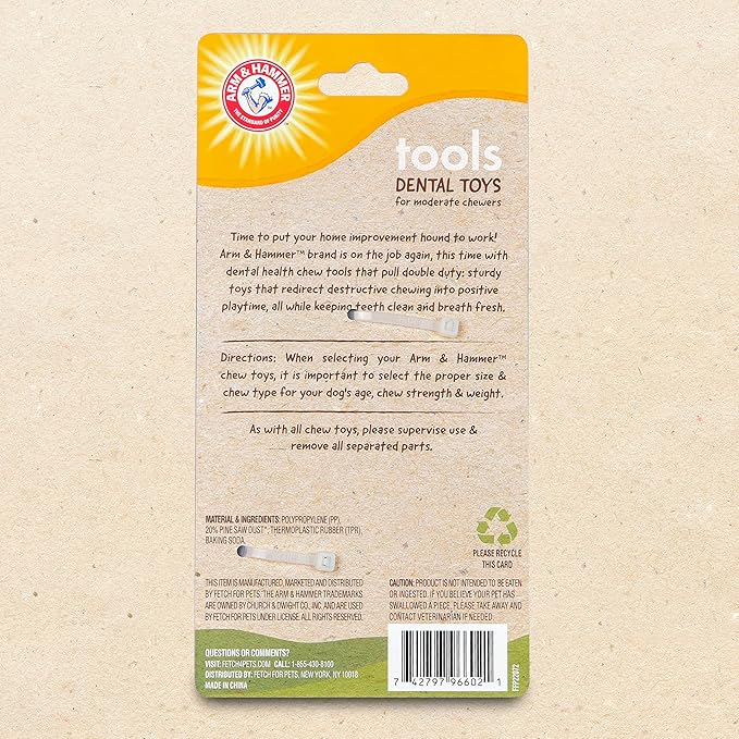 Arm & Hammer for Pets Chew Tools Collection: Wood Blend Pliers Chew Toy for Dogs | Compressed Wood Dog Chew Toys with Baking Soda, Safer & Durable Alternative to Chewing Sticks