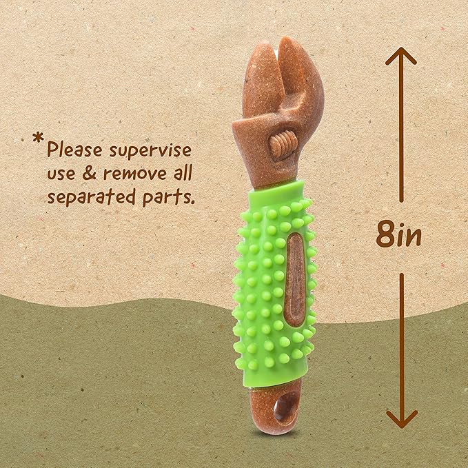 Arm & Hammer for Pets Chew Tools Collection: Wood Blend Wrench Chew Toy for Dogs | Compressed Wood Dog Chew Toys with Baking Soda, Safer & Durable Alternative to Chewing Sticks 8 Inch